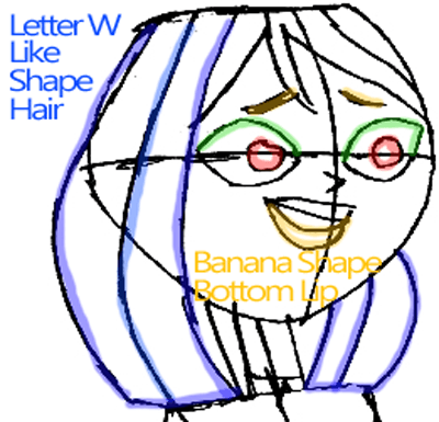 Step 6 : Drawing Courtney from the Total Drama Series in Easy Steps Lesson
