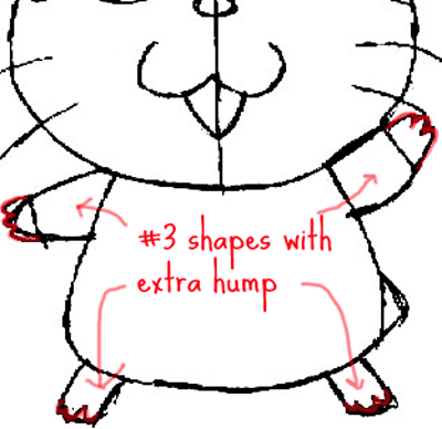 Step 6 : Drawing Hamtaro the Cartoon Pet Hamster in Easy Steps Lesson