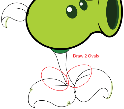 Step 7 : Drawing Pea Shooter from Plants vs. Zombies Game in Easy Steps Lesson
