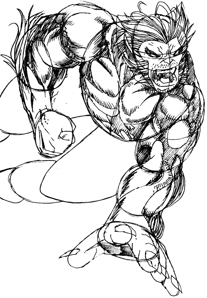 Step 8 : Drawing Beast from Marvel's X-Men Superhero Team Easy Steps Lesson