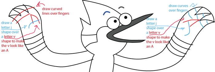 Step 9 : Drawing Mordecai from Regular Show Easy Steps Lesson
