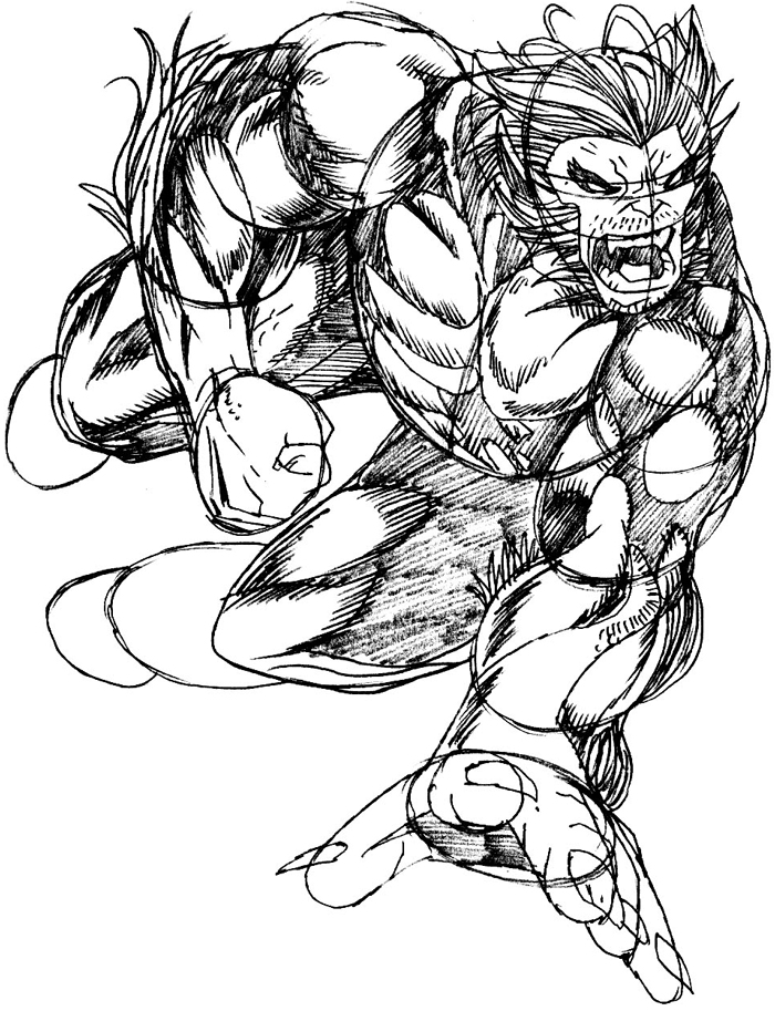 Step 9 : Drawing Beast from Marvel's X-Men Superhero Team Easy Steps Lesson