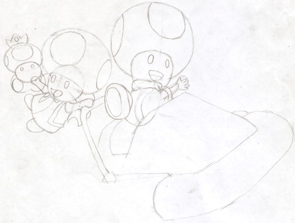 Step 18 : Drawing Toad and Toadette from Wii Mario Kart in Easy Steps Lesson