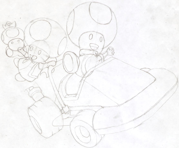 Step 21 : Drawing Toad and Toadette from Wii Mario Kart in Easy Steps Lesson