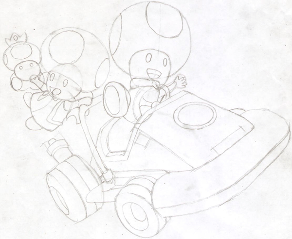 Step 23 : Drawing Toad and Toadette from Wii Mario Kart in Easy Steps Lesson
