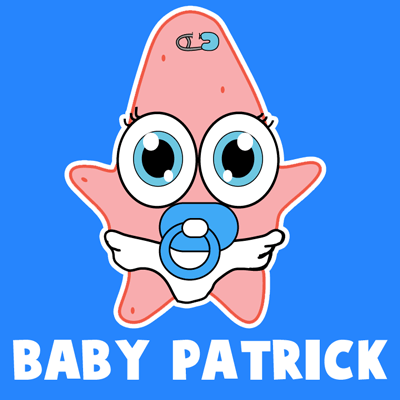 How to draw Baby Patrick Star from SpongeBob SquarePants with easy step by step drawing tutorial