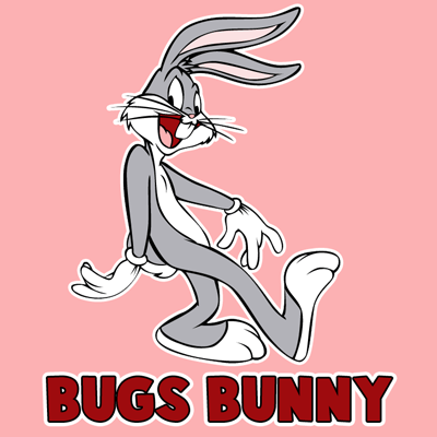 How to draw Bugs Bunny from Looney Tunes with easy step by step drawing tutorial
