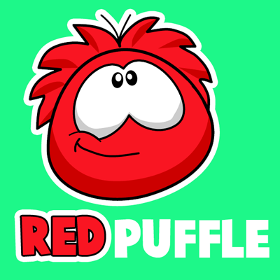 How to draw Red Puffle from Club Penguin with easy step by step drawing tutorial