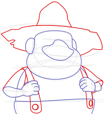 Step 4 : Drawing the Farmer from Back at the Barnyard Easy Steps Lesson