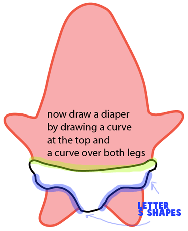 Step 3 : Drawing Baby Patrick Star from SpongeBob SquarePants Easy Steps Lesson