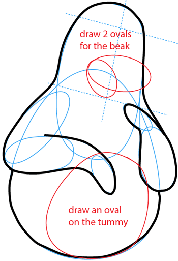 Step 3 : Drawing Bambadee from Club Penguin Easy Steps Lesson
