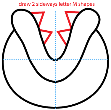 Step 3 : Drawing a Pirahna Plant from Nintendo's Super Mario Bros. Easy Steps Lesson