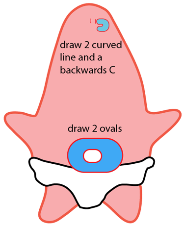 Step 4 : Drawing Baby Patrick Star from SpongeBob SquarePants Easy Steps Lesson