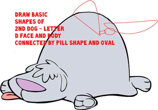 Step 5 : Drawing Big Dog and Little Dog from 2 Stupid Dogs Easy Steps Lesson