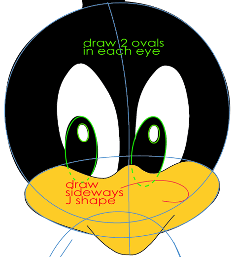 Step 5 : Drawing Baby Daffy Duck from TinyToons Adventures Easy Steps Lesson