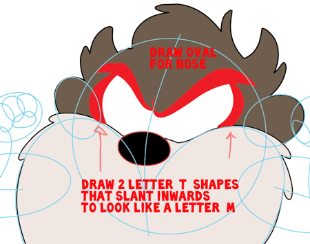 Step 5 : Drawing Baby Taz from TinyToons Adventures Easy Steps Lesson