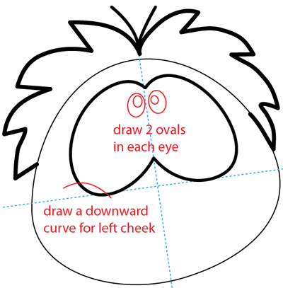 Step 5 : Drawing Red Puffle from Club Penguin Easy Steps Lesson