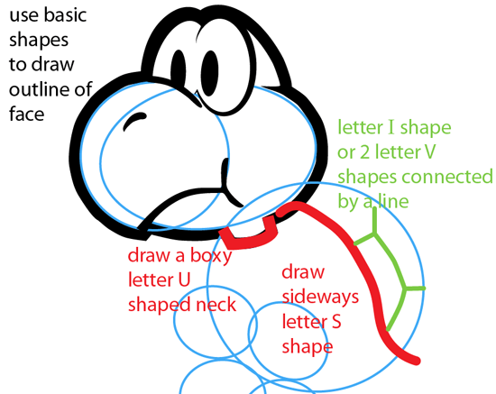 Step 5 : Drawing Koopa Troopa from Nintendo's Super Mario Bros. Easy Steps Lesson