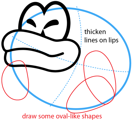 Step 5 : Drawing Sushie Fish from Nintendo's Super Paper Mario Easy Steps Lesson