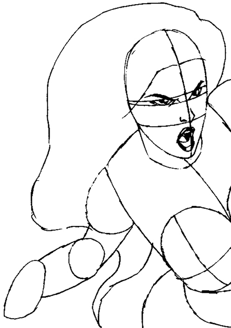 Step 6 : Drawing Jean Grey from Marvel's X-Men Superhero Team Easy Steps Lesson