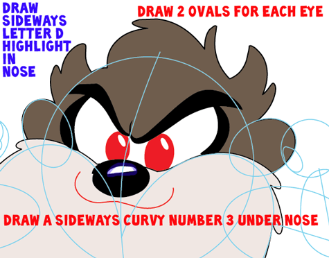 Step 6 : Drawing Baby Taz from TinyToons Adventures Easy Steps Lesson