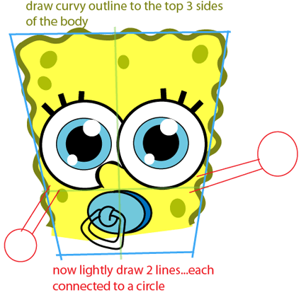 Step 6 : Drawing Baby SpongeBob SquarePants from SpongeBob SquarePants Easy Steps Lesson