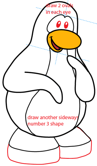 Step 6 : Drawing Bambadee from Club Penguin Easy Steps Lesson