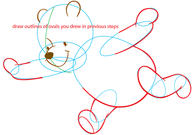 Step 6 : Drawing Pooh the Bear from Winnie the Pooh Easy Steps Lesson