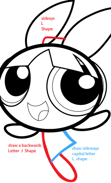 Step 6 : Drawing Blossom from Powerpuff Girls Easy Steps Lesson