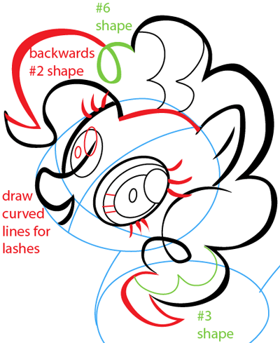 Step 6 : Drawing Pinkie Pie from My Little Pony Easy Steps Lesson