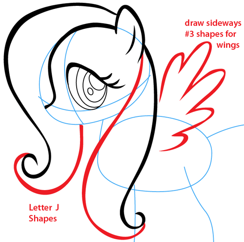 Step 6 : Drawing Fluttershy from My Little Pony Easy Steps Lesson