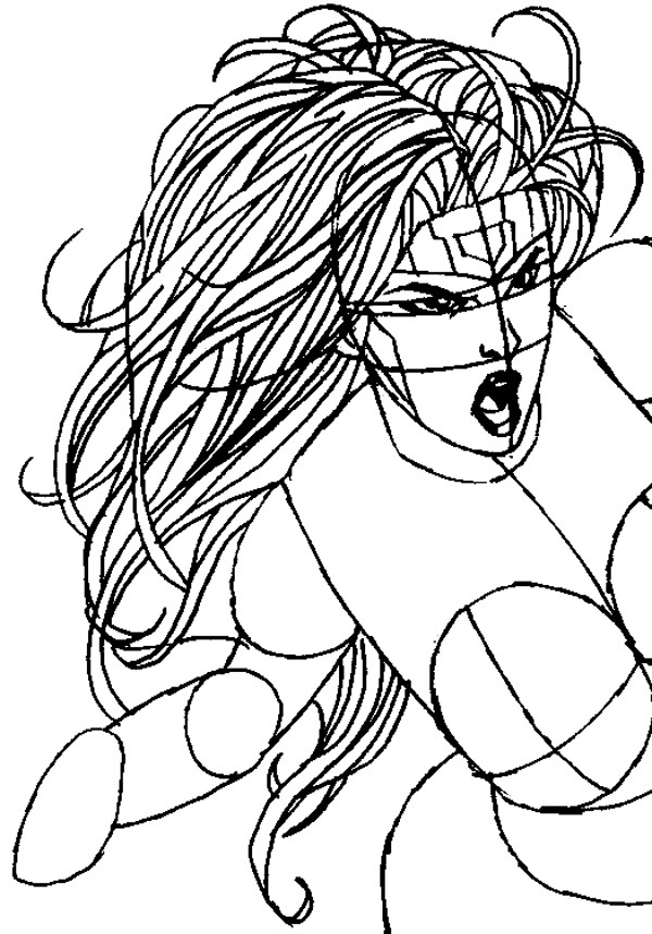Step 7 : Drawing Jean Grey from Marvel's X-Men Superhero Team Easy Steps Lesson