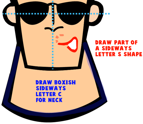 Step 7 : Drawing Johnny Bravo from Johnny Bravo Easy Steps Lesson