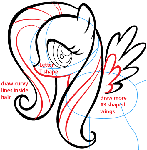 Step 7 : Drawing Fluttershy from My Little Pony Easy Steps Lesson