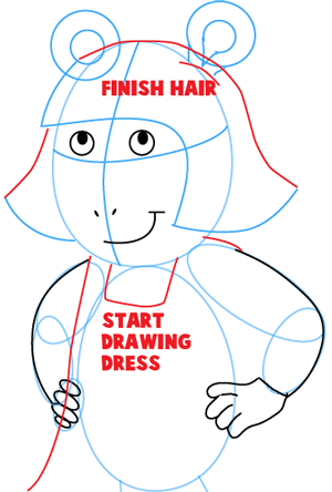 Step 8 : Drawing D.W. from PBS's Arthur Easy Steps Lesson Step 8 : Drawing D.W. from PBS's Arthur Easy Steps Lesson