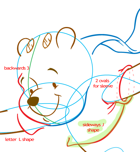 Step 8 : Drawing Pooh the Bear from Winnie the Pooh Easy Steps Lesson