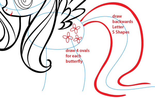 Step 8 : Drawing Fluttershy from My Little Pony Easy Steps Lesson