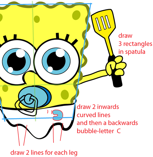 Step 9 : Drawing Baby SpongeBob SquarePants from SpongeBob SquarePants Easy Steps Lesson