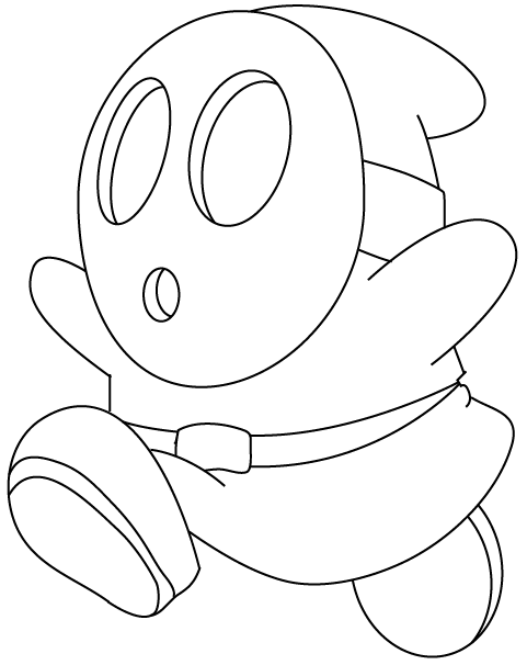 Step 9 : Drawing Shy Guy from Nintendo's Mario Kart Racing Easy Steps Lesson
