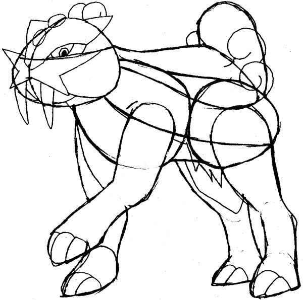 Step 9 : Drawing Raikou from Pokemon Easy Steps Lesson