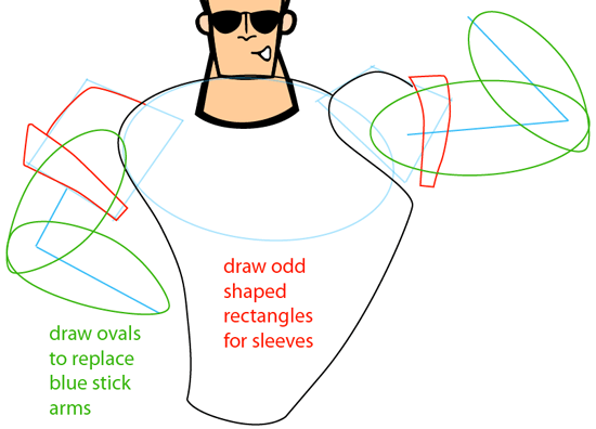 Step 10 : Drawing Johnny Bravo from Johnny Bravo Easy Steps Lesson