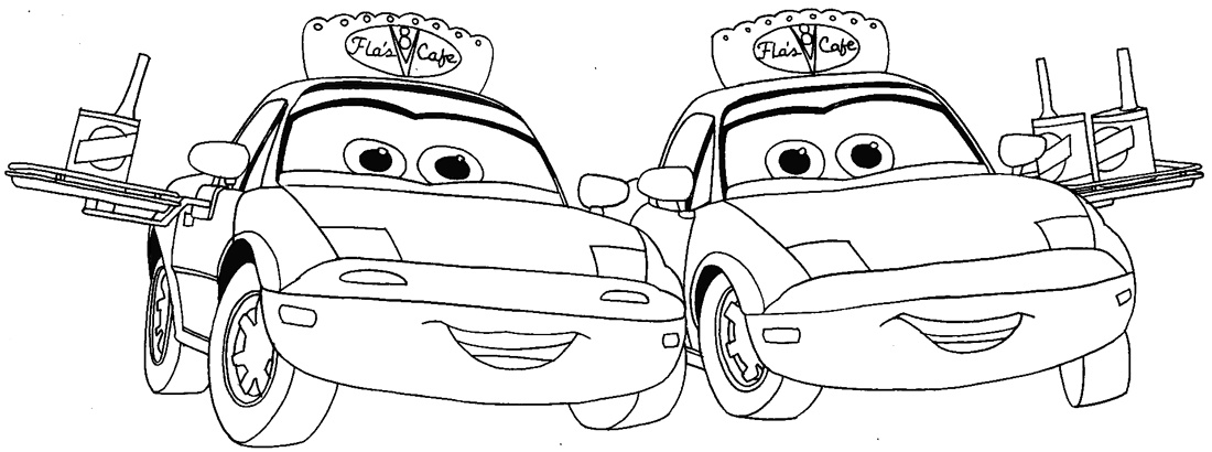 Step 10 : Drawing Mia and Tia from Pixar's Cars Easy Steps Lesson