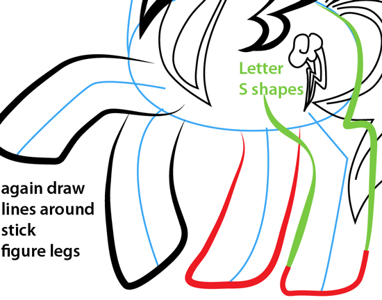 Step 10 : Drawing Rainbow Dash from My Little Pony Easy Steps Lesson