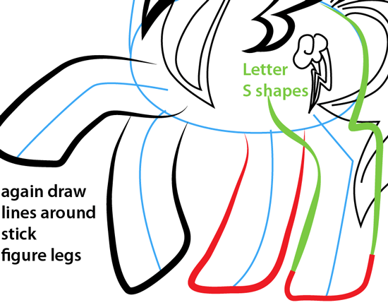 How to Draw a My Little Pony - Rainbow Dash, Easy Drawing Guides