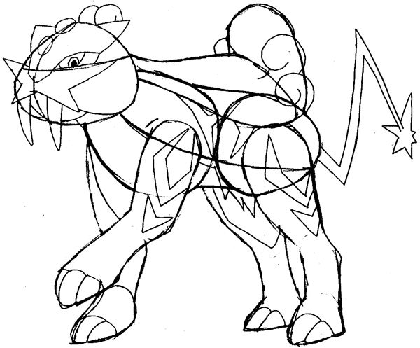 Step 10 : Drawing Raikou from Pokemon Easy Steps Lesson