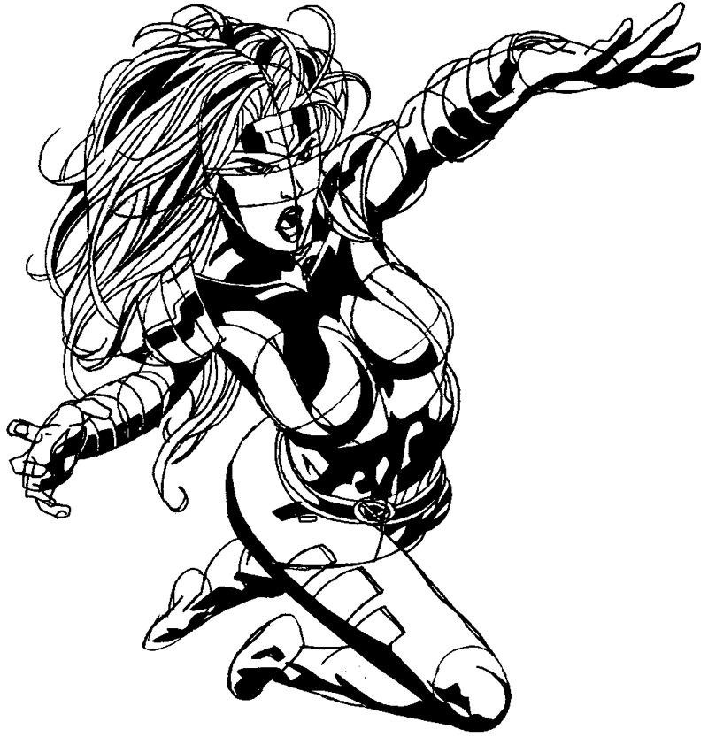 Step 11 : Drawing Jean Grey from Marvel's X-Men Superhero Team Easy Steps Lesson