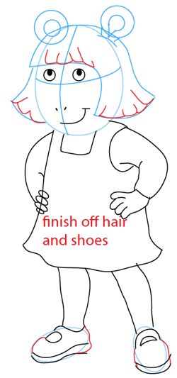 Step 11 : Drawing D.W. from PBS's Arthur Easy Steps Lesson Step 11 : Drawing D.W. from PBS's Arthur Easy Steps Lesson