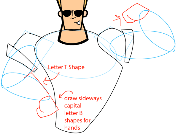 Step 11 : Drawing Johnny Bravo from Johnny Bravo Easy Steps Lesson