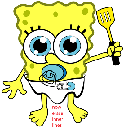 Step 12 : Drawing Baby SpongeBob SquarePants from SpongeBob SquarePants Easy Steps Lesson