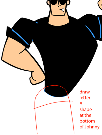Step 12 : Drawing Johnny Bravo from Johnny Bravo Easy Steps Lesson